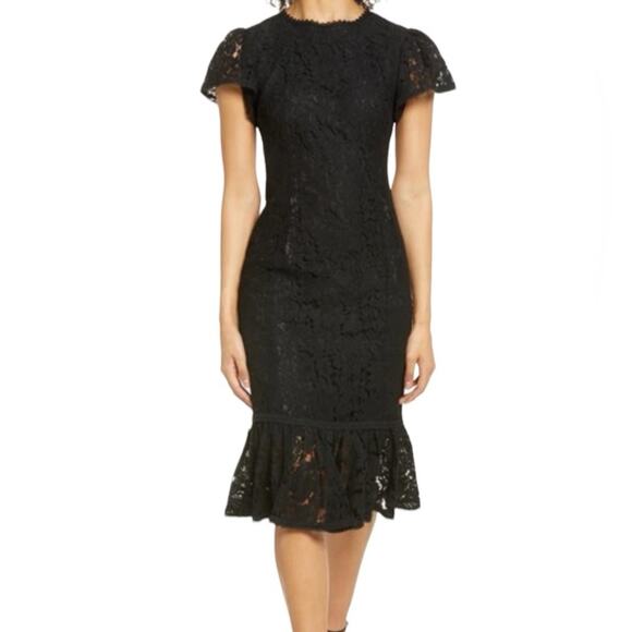 Rachel Parcell Black Lace Cap Sleeve Sheath Midi Dress size XS NWTs - Picture 1 of 10